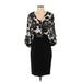 Joseph Ribkoff Casual Dress - Sheath V-Neck 3/4 Sleeve: Black Floral Dresses - Women's Size 2
