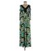 Slinky Brand Casual Dress - Maxi V-Neck Long sleeves: Green Dresses - Women's Size Medium