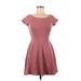 Monteau Casual Dress - Fit & Flare: Burgundy Solid Dresses - Women's Size Medium