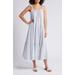 Caslon(r) Stripe Ruffle Tiered Linen Blend Maxi Sundress