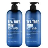 Tea Tree Body Wash DNF2 Mint & Shower Gel Vitamin E for Jock Itch Eczema Ringworm Body Odor Acne Body Wash Women & Men Added Body Oils LARGE 20.2 FL Oz Bottle (Tea Tree Mint Pack of 2)