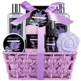 Spa Bath Gift Basket MGF3 Set Lavender Home Spa Gift for Women with Shower Gel Bubble Bath Body Butter Bath Salt Bath Bomb Bath Oil Bath Soap Gift Idea for Mother Girlfriend Wife