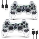 2Packs Wireless Controller for PS3 PS3 Controller Wireless for PlayStation 3 Double Shock Vibration Upgraded Joystick Rechargeable Gamepad Remote Bluetooth Motion Sensor Remote for PS3