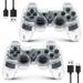 2Packs Wireless Controller for PS3 PS3 Controller Wireless for PlayStation 3 Double Shock Vibration Upgraded Joystick Rechargeable Gamepad Remote Bluetooth Motion Sensor Remote for PS3