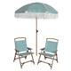 Lot de 2 chaises de plage vertes et parasol assorti