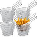 12 Pieces Mini Square Fry Basket Steel French Fry Chip Basket Food Baskets for Serving Stainless Steel Fry Basket with Handle Reusable Fries Holder Mini Deep Fryer with Basket for Home Decor