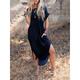 Women's Casual Dress T Shirt Dress Tee Dress Summer Dress Long Dress Maxi Dress Pocket Split Date Streetwear Maxi Crew Neck Short Sleeve Black Wine Navy Blue Color