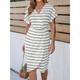 Women's Casual Dress T Shirt Dress Tee Dress Wrap Dress Stripe Print V Neck Mini Dress Stylish Daily Date Short Sleeve Summer