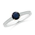 Angara Natural 0.6 Ct. Blue Sapphire with Diamond Vintage Inspired Ring in 14K White & Rose Gold for Women (Ring Size: 6.5)