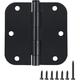 3 Pack Black Door Hinges for Doors 3 1/2 Interior Door Hinges Matte Black Hinges for Doors 3.5 Inch Rounded 5/8 Radius Bedroom Office Hallway Indoor/Interal Door Hardware 3.5 Inch Black Door Hinge