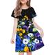 kinderkleidung Mädchen Kleid Graphic Blumen Kurzarm Outdoor Casual Modisch Kuschelig Täglich Polyester Übers Knie Casual kleid A Linie Kleid Sommerkleid Sommer Frühling 3-12 Jahre Mehrfarbig Schwarz