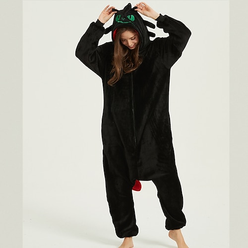 Karneval Tiermotiv Nachtwäsche Onesie-Kostüm Karnevalskostüm Drachen Pyjamas-Einteiler Kigurumi-Pyjamas Lustiges Kostüm Für Erwachsene Männer und Frauen Weihnachten Karneval Karikatur Image