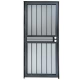 Grisham Deluxe Steel Security Door 36 x 80 Metal Tempered Glass Door Screen Replacement Enter Doors Storm Door (450 Black)