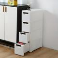 Narrow Slim Rolling Storage Cart and Organizer 7.1 inches Kitchen Storage Cabinet Beside Fridge Small Plastic Rolling Shelf with Drawers for Bathroom