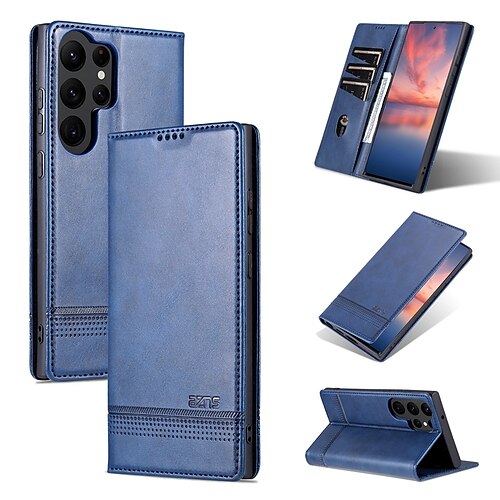 Handy Hülle Handyhüllen Für Samsung Galaxy S26 Ultra Plus S25 S24 S23 S24 FE S22 S21 Ultra Plus S20 A55 5G A35 5G Brieftaschenhülle Magnetisch Vollschutz Ständer Retro TPU PU-Leder Image
