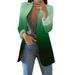 JDEFEG Tan Long Jacket Womens Casual Elegant Long Sleeve Blazer Jacket Plus Size Solid Color Work Oversized Work Office Jacket Blazer Petite Fall Coats for Women Green M