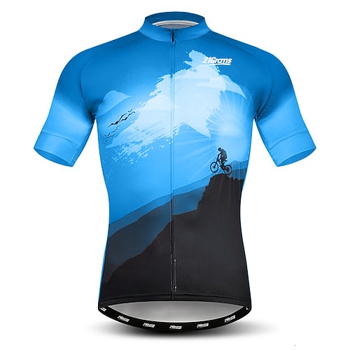 21Grams Herren Kurzarm Fahrradtrikot Sommer Elastan Lycra Polyester Blau gelb Schwarz / gelb Schwarz / Orange Neuheit Lustig Fahhrad Trikot / Radtrikot Oberteile Bergradfahren Straßenradfahren Image