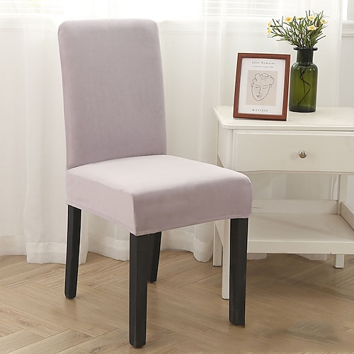 2 Stück Samt Esszimmerstuhl Überzüge Stretch Esszimmerstuhl Überzüge Set aus 2 Parson Stuhlhüllen Stuhlprotektoren Esszimmerüberzüge waschbar stark dick Weihnachtsgeschenk Image