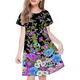 kinderkleidung Mädchen Kleid Graphic Blumen Kurzarm Outdoor Casual Modisch Kuschelig Täglich Polyester Übers Knie Casual kleid A Linie Kleid Sommerkleid Sommer Frühling 3-12 Jahre Mehrfarbig Schwarz