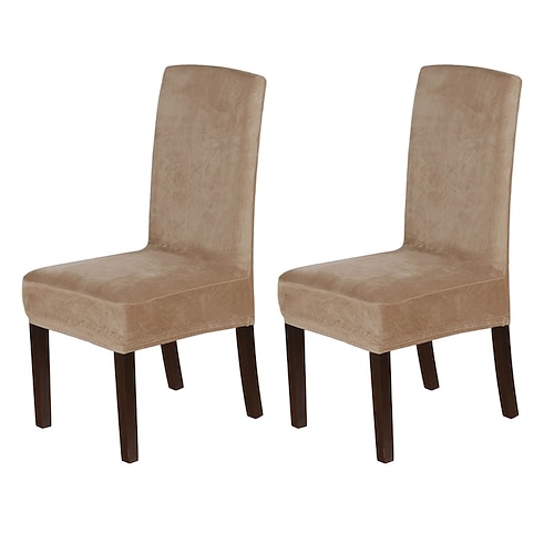 Stuhlhussen aus Samt, Stuhlhussen aus Stretchmaterial, 2er-Set, Stuhlhussen für Parson-Stuhl, Stuhlschoner, Stuhlhussen für Esszimmerstühle, waschbar, robust, dick Image