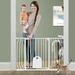 Baby Gate for Stairs with Cat Door - Baby gate with Pet Door Auto Close 29.5 -48.5 Safety Metal Dog Gate for Door Way/Stairs/House/Walk Through with Includes 2 Extension Pieces and 4 Wall Cups