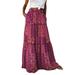 Womens Loose Long Boho Flowers High Elastic Waist With Pockets And Belt Maxi Skirt Pleated Skirt Beach Skirt Casual Skirt Tennis Skirt for Women Lavender Skirt Corduroy Skirts for Women Womens Swim