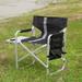1-piece Padded Folding Outdoor Chair with Side Table and Storage Pockets Lightweight Oversized Directors Chair for indoor Outdoor Camping Picnics and Fishing Black/Grey