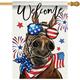 Covido Welcome 4th of YPF5 July Horse Patriotic Decorative America Stars Stripes Independence Day Garden Yard Outside Decorations American Firework Outdoor Large Home Decor Double Sided 28x40