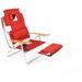 YiSHOP Deluxe 3N1 Lightweight Lawn Beach Reclining Lounge Chair with Footrest Outdoor Furniture for Patio Balcony Backyard or Porch Red