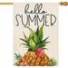 Hello Summer Garden Flag Vertical Double Sided Fruit Watermelon Pineapple Cool Summer Yard Flag Small Farmhouse Seasonal Holiday Outdoor Outside Decoration 12.5 x 18 Inch