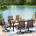 Outdoor Dining Set 7 Piece Outdoor Furniture Set 6 Swivel Dining Chairs and Rectangular Metal Dining Table for Lawn Garden Yards Poolside