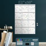 Large Dry Erase Wall Calendar - 52x36 Inches - Blank Undated Yearly Calendar - Whiteboard Premium Laminated Planner - Reusable Laminated Office Jumbo 12-Month Calendar (Vertical)