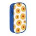 XMXY Large Capacity Pencil Case Thanksgiving Sunflower Floral Art Pencil Box Pouch with Compartments Portable Pencil Bags with Zipper for Teen Girl Blue