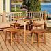 HAPPYGRILL 5 Piece Patio Dining Furniture Set Outdoor Acacia Wood Dining Conversation Set with 4 Stools Wooden Table and Armless Chair Set for Garden Porch Backyard Balcony Poolside