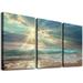 Ullo0ord Beach Wall Art Ocean Waves Canvas Print Pictures Sunset Seascape Painting for Beach House Decor Gift Nature Sea Theme Poster Framed Artwork for Living Room Wall Decor Easy to Hang