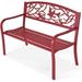 Outdoor Garden Bench Park Bench Patio Red Bird Bench Loveseat W/Backrest & Armrests Heavy-Duty Steel Frame Outdoor Furniture Bench Chair for Garden Courtyard Lawn Porch