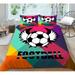 Soccer Comforter Cover Set Watercolor Tie-dye Duvet Cover for Kid Teen Boys Girls Room Decor Sports Game Quilted Duvet Cover Colorful Graffiti Hip Hop 1 Quilt Cover with 2 Pillowcases