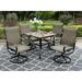 & William Patio Dining Set 5 Pieces Outdoor Furniture Set for 4 Patio Swivel Chairs Textilene with 1 Metal Umbrella Table 6 Person for Lawn Garden