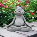 Nacome Meditating Frog Miniature YPF5 Figurine Zen Yoga Frog Garden Statue Ornament- Indoor/Outdoor Garden Sculpture for Fairy Garden Home Patio Deck Porch Yard Art Decoration 5 inch(Grey)