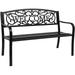 50 Outdoor Welcome Backrest Cast Iron&PVC Park Bench - Wood Bench for Porch Outdoor Metal Bench(Black)