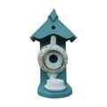 JinYiQing Teapot Bird Feeder Hanging Birdhouse Wild Bird Feeders for Outdoors Garden Outdoor Teapot Teacup Design Bird Feeder Vintage Resin Bird Feeder Cyan Ceramic Bird House Bird Feeder for Yard