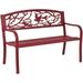 Patio Garden Bench Park Yard Outdoor Furniture Cast Iron Porch Chair (Red)