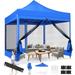 SANOPY 10x10ft Canopy Tent Pop-up Outdoor Portable Gazebo w/Removable Mosquito Netting 3 Adjustable Height Camping Tent Waterproof UV Resistant with Carrying Bag and Ground Stakes Blue