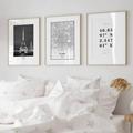 Dear Mapper Paris France YPF5 View Abstract Road Modern Map Art Minimalist Painting Black and White Canvas Line Art Print Poster Art Print Poster Home Decor (Set of 3 Unframed) (12x16inch)