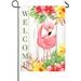 Welcome Spring Summer Flamingo Garden Flag Double Sided Verticalch Tropical Flowers Flamingo Decor Spring Summer Yard Flag Rustic Seasonal Outdoor Flag Flamingo Decorations