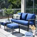 Vcatnet Direct 3 Pieces Outdoor Patio Furniture Sectional Sofa All-weather Couch Set with Cushions for Garden Poolside Navy blue