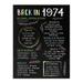 Back in 1974 50th Birthday Decoration For Women 50 Year Anniversary Idea Chalk Board Aesthetic For Her Born in 1974 Large Wall Art Poster Print 18X24 Inch