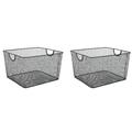 Ybm Home Household Wire YPF5 Mesh Open Bin Shelf Storage Basket Organizer Black For Kitchen Pantry Cabinet Fruits Vegetables Pantry Items Toys 10â€� x 9â€� x 6â€� 2-Pack Black