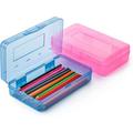 Pencil Box 2 Pack Assorted Color Pencil Case for Kids Pencil Box for Kids Plastic Pencil Box Hard Pencil Case School Supply Box Crayon Box