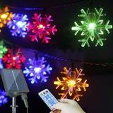 Christmas Decorations Outside Solar YPF5 Snowflake Lights 50LED Bright Solar Christmas Lights Outdoor Waterproof Decorations Snowflake Ornaments with Remote for Garden Patio Yard Decor